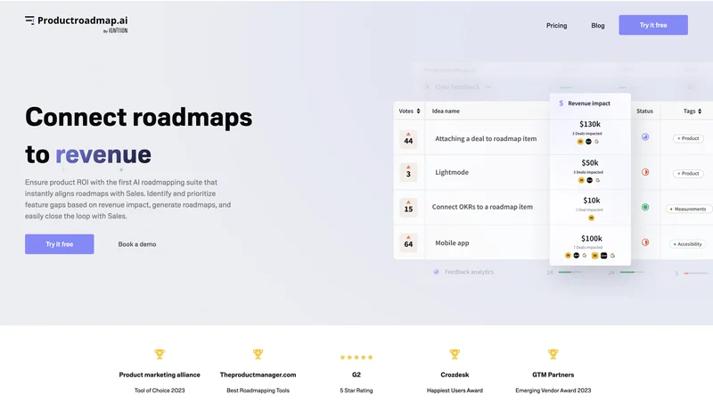 Productroadmap screenshot