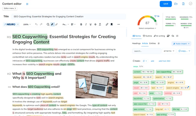 Neuronwriter screenshot