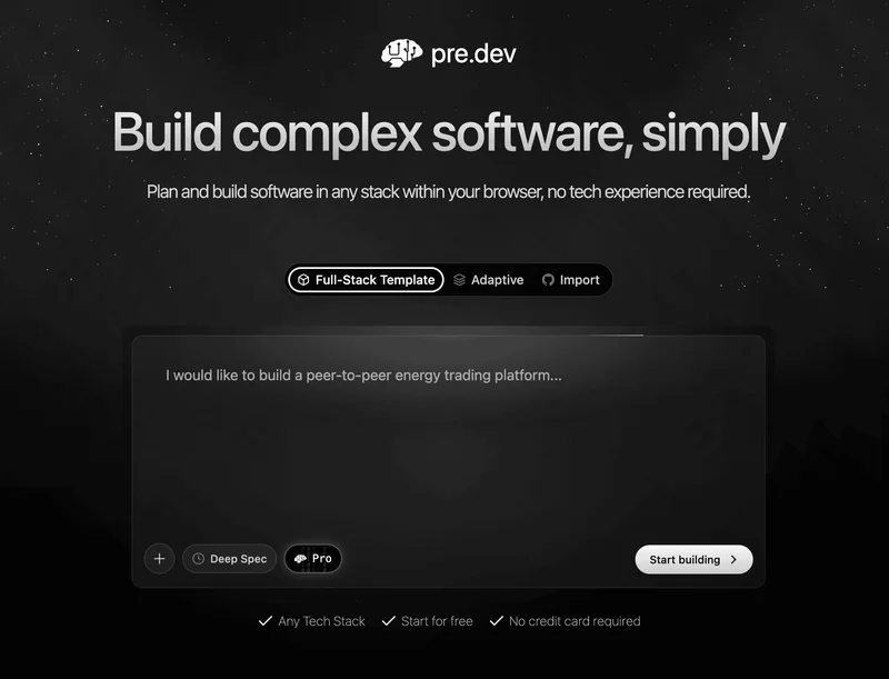 Pre.dev screenshot