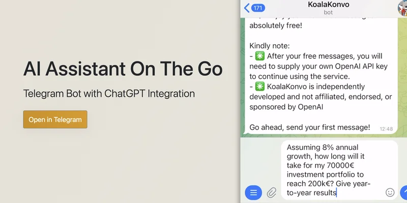 KoalaKonvo - AI Assistant for Telegram screenshot