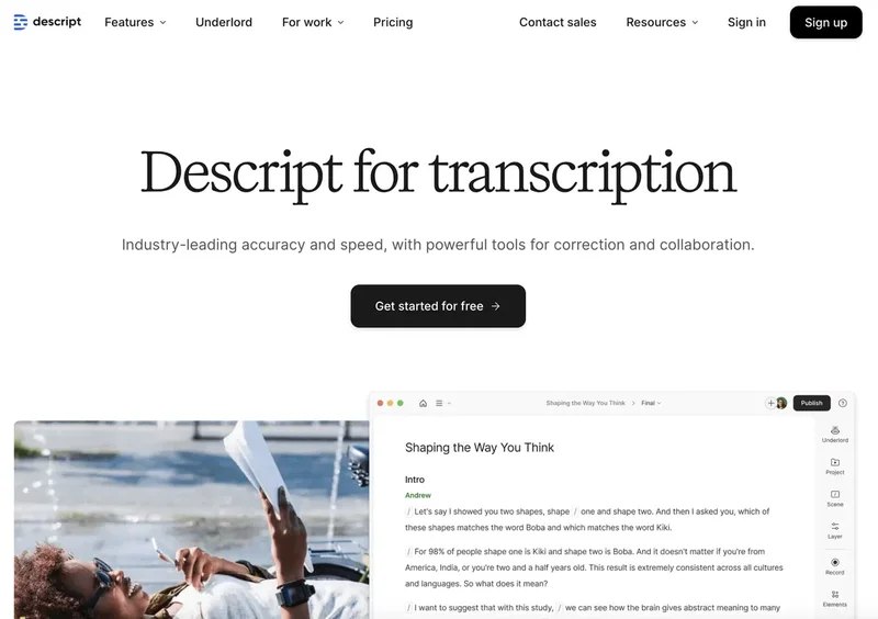 Descript screenshot