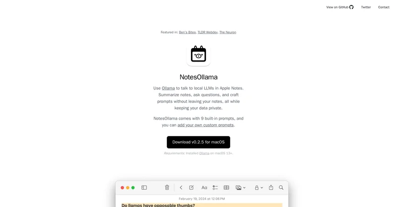 NotesOllama screenshot
