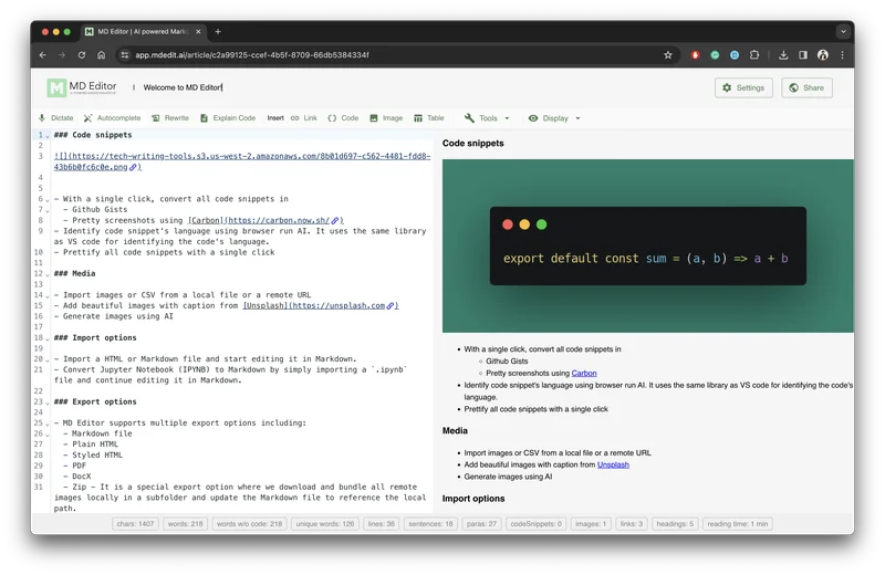 MD Editor screenshot
