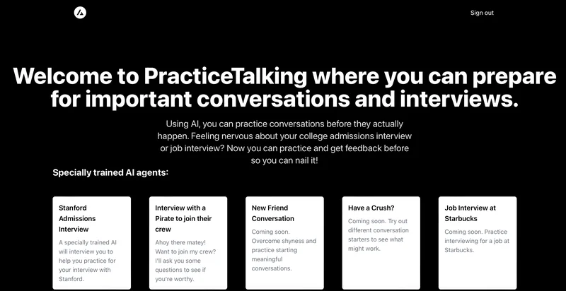 Practicetalking screenshot