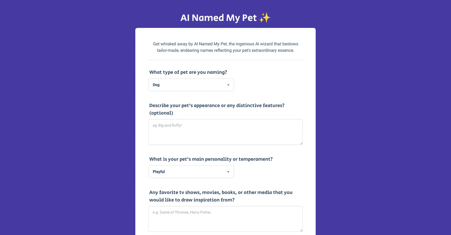 Ainamedmypet screenshot
