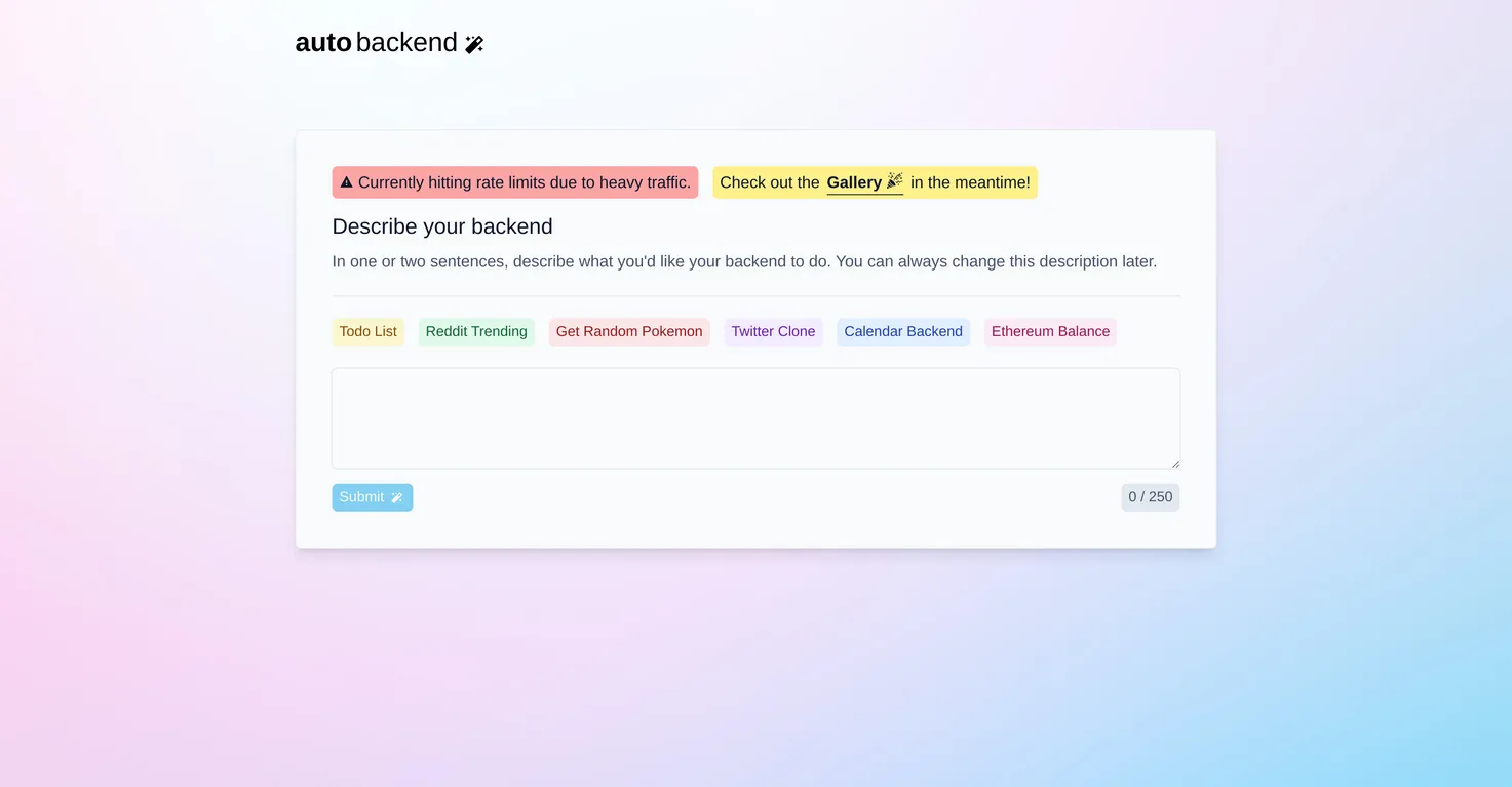 Auto Backend screenshot
