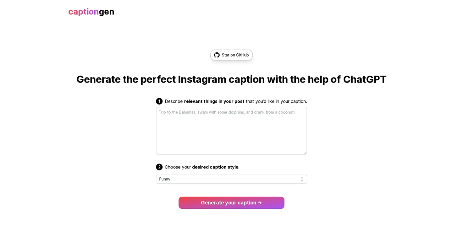 CaptionGen screenshot