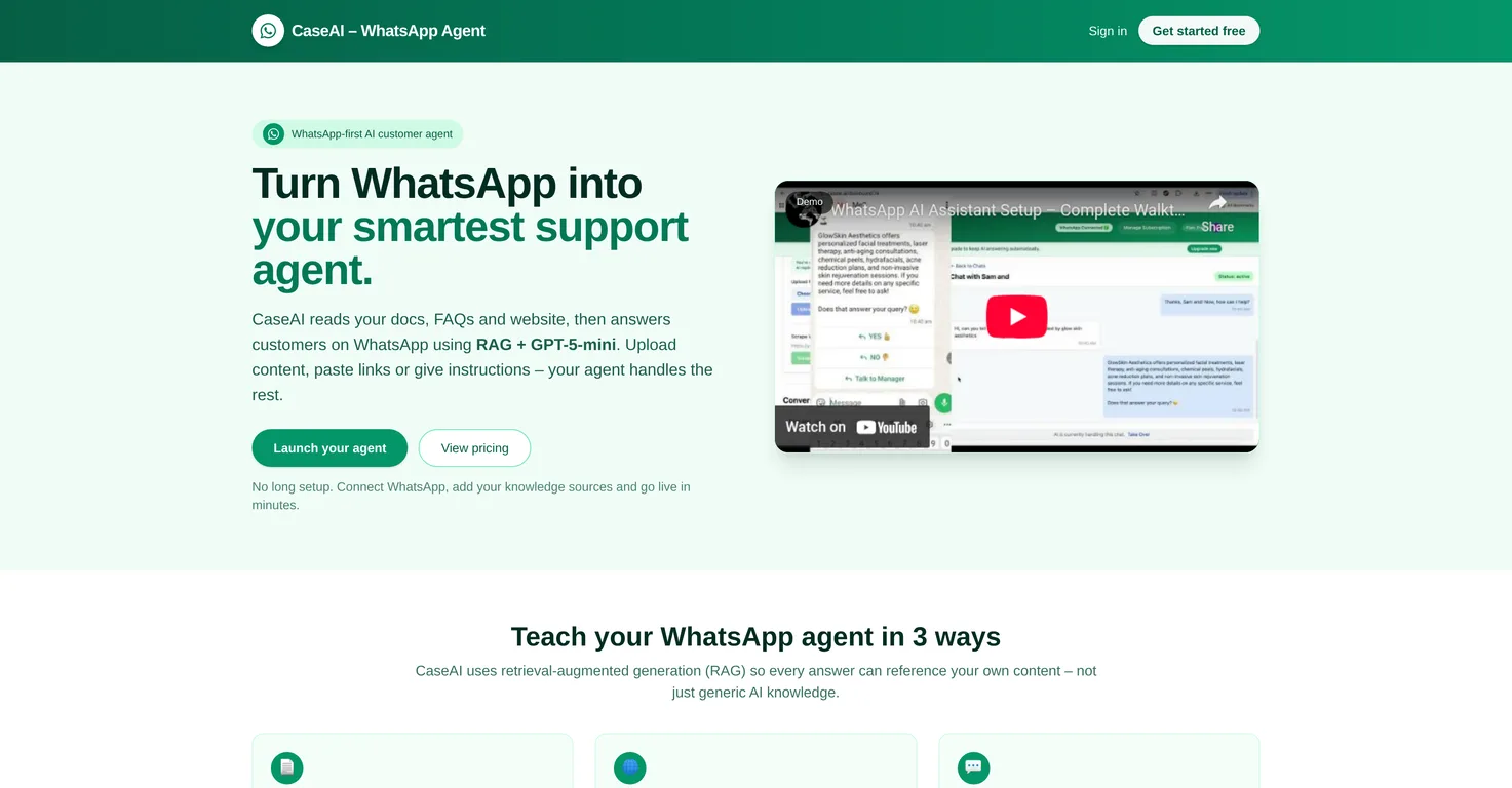 CaseAI WhatsApp Agent screenshot