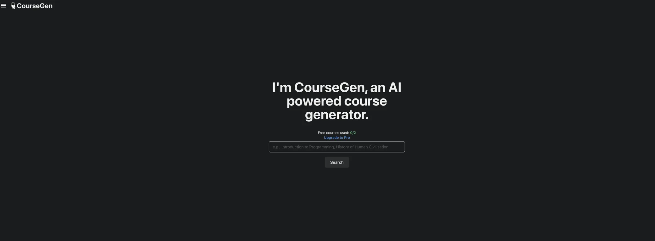 CourseGen screenshot