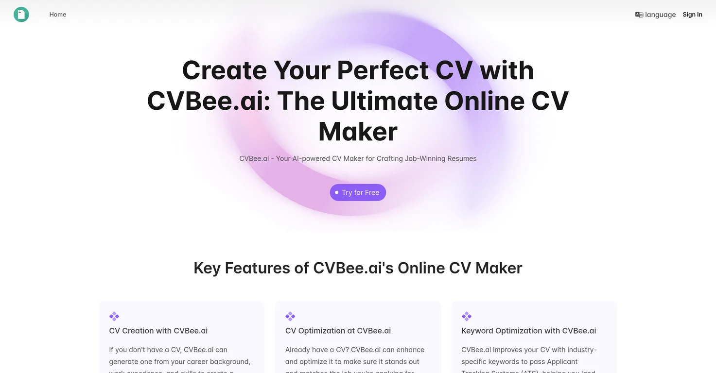 CVBee.ai screenshot