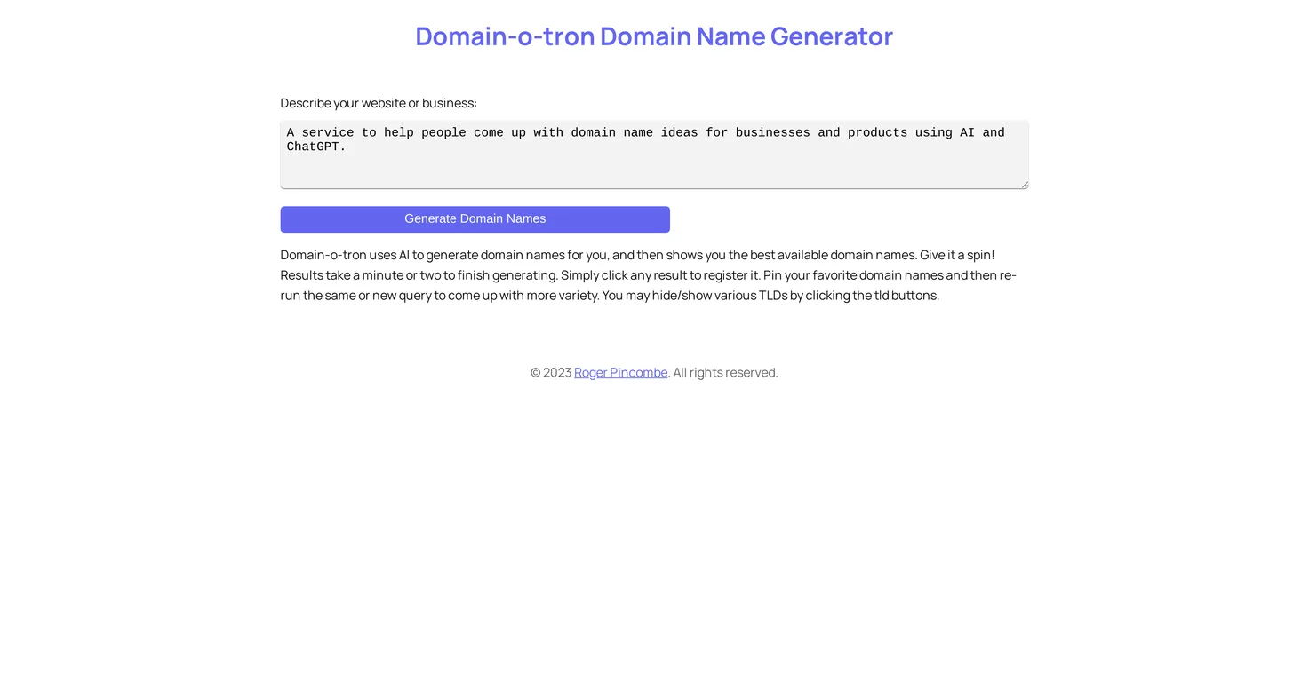Domainotron screenshot