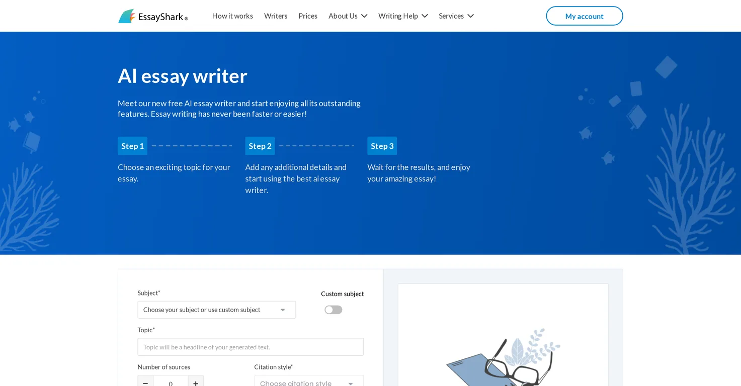 Essayshark screenshot