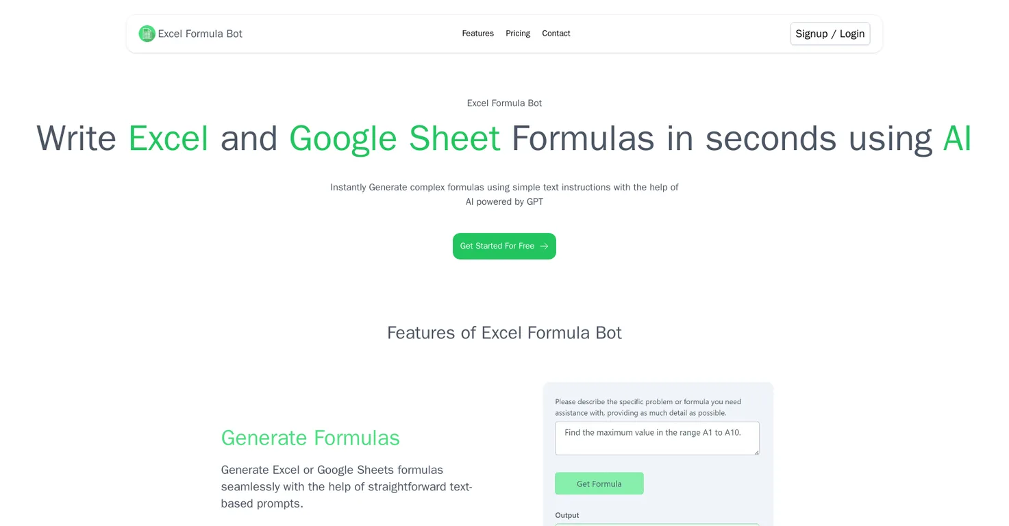 Excel Formul Bot screenshot
