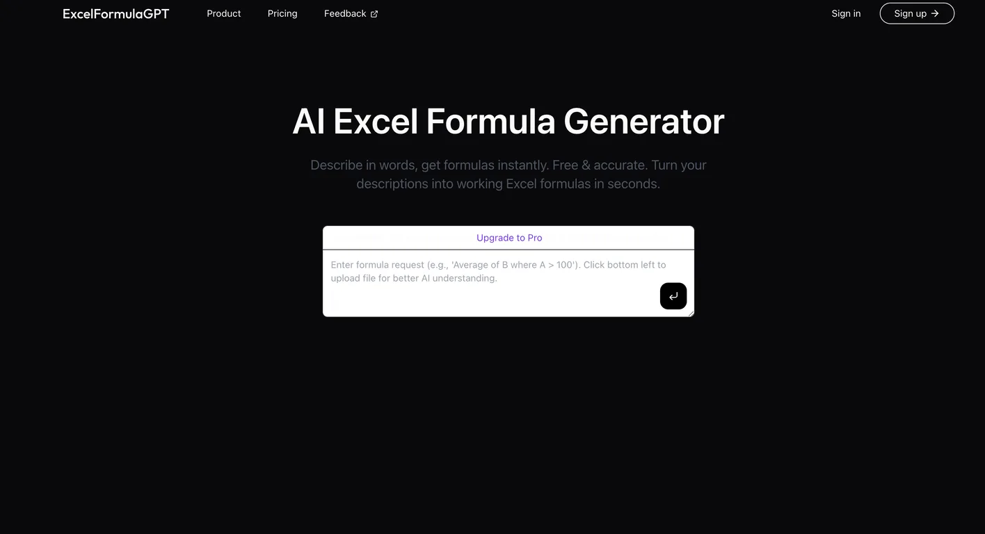 Excel Formula GPT screenshot
