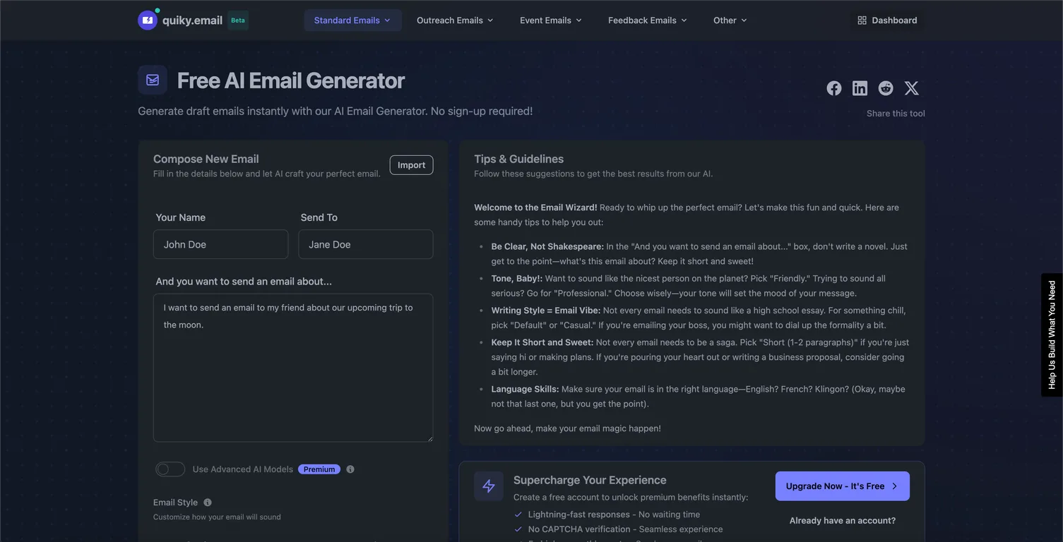 Free AI Email Generator screenshot