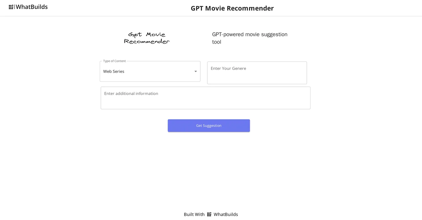 GPT Movie Recommender screenshot