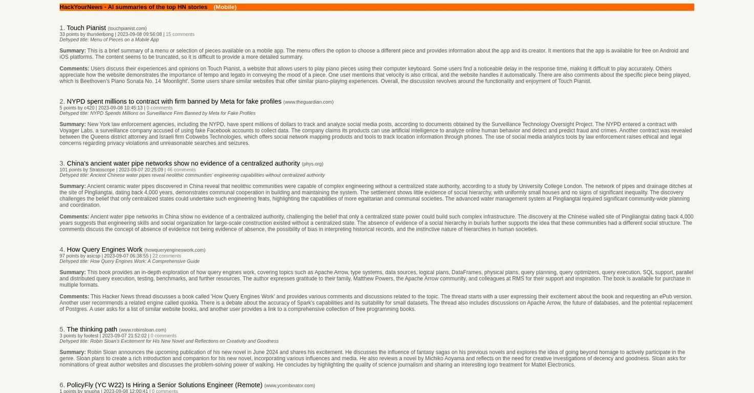 HackYourNews screenshot