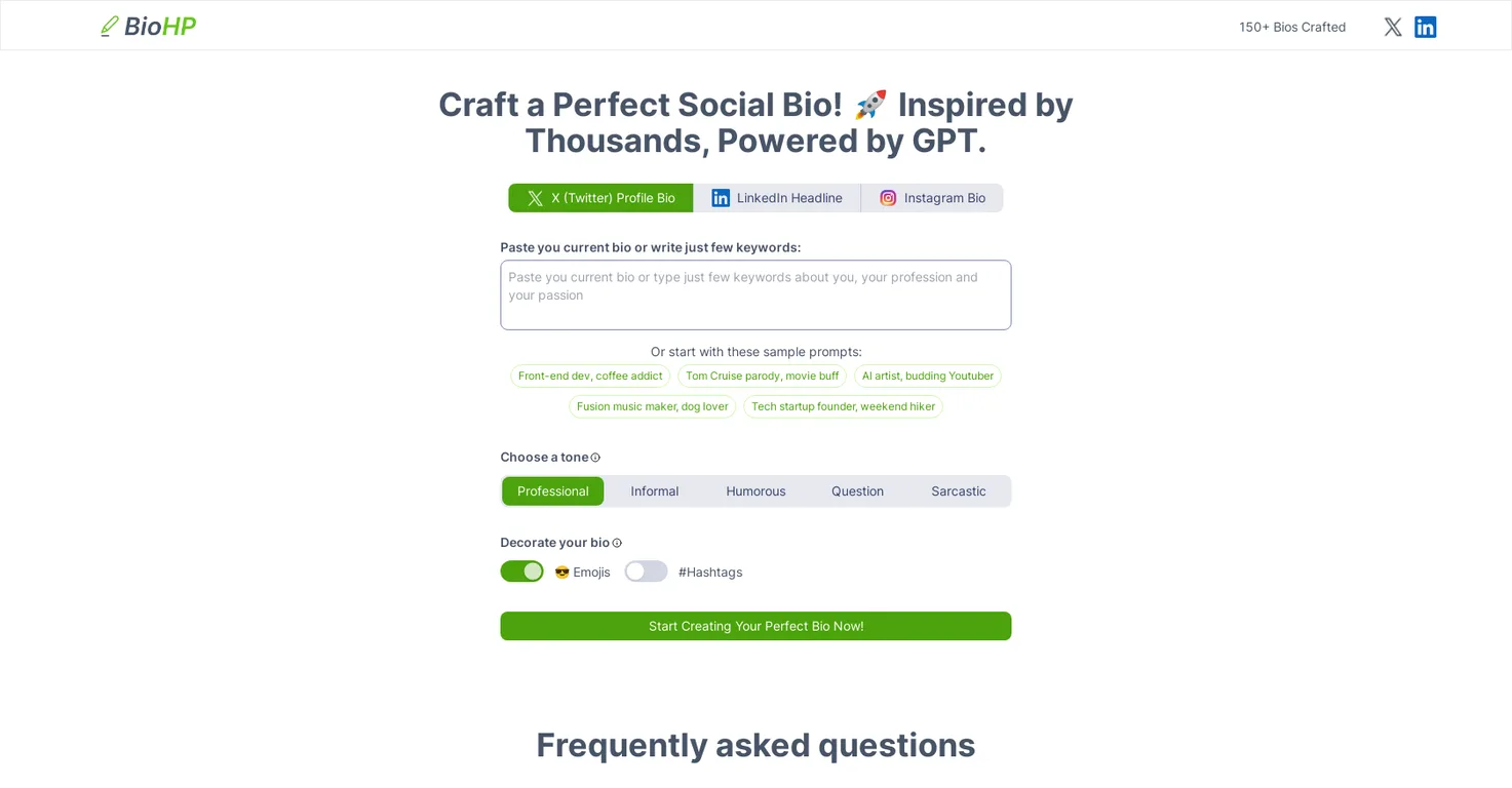 HighPerformer Social Bio screenshot