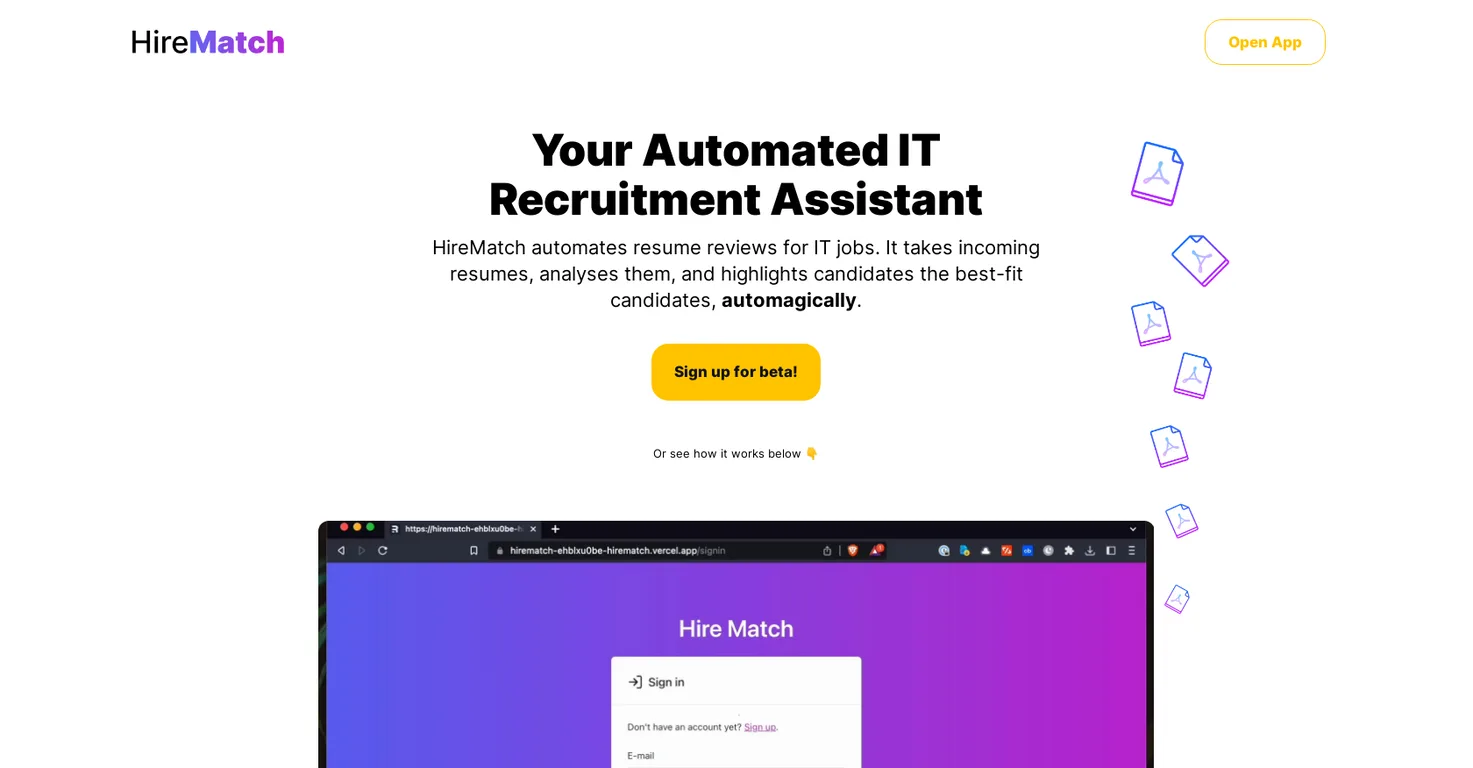 Hirematch screenshot