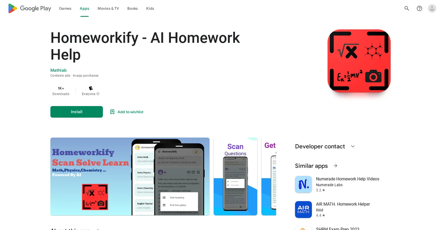 Homeworkify screenshot