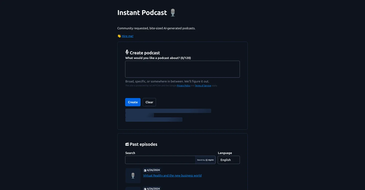Instant Podcast screenshot