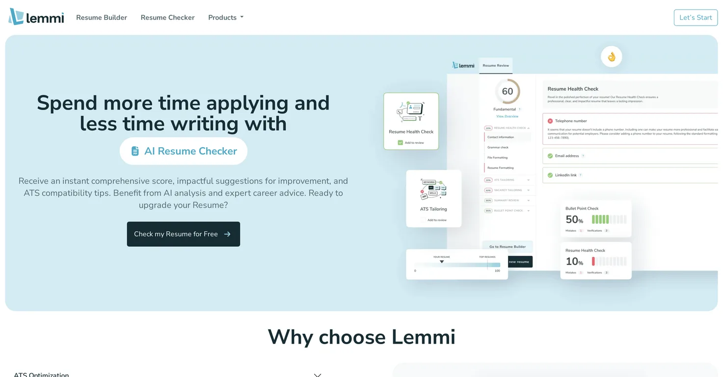 Lemmi's AI Resume Checker screenshot