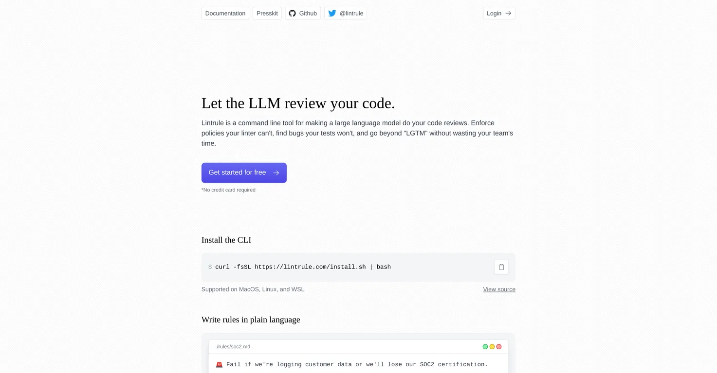 Lintrule screenshot