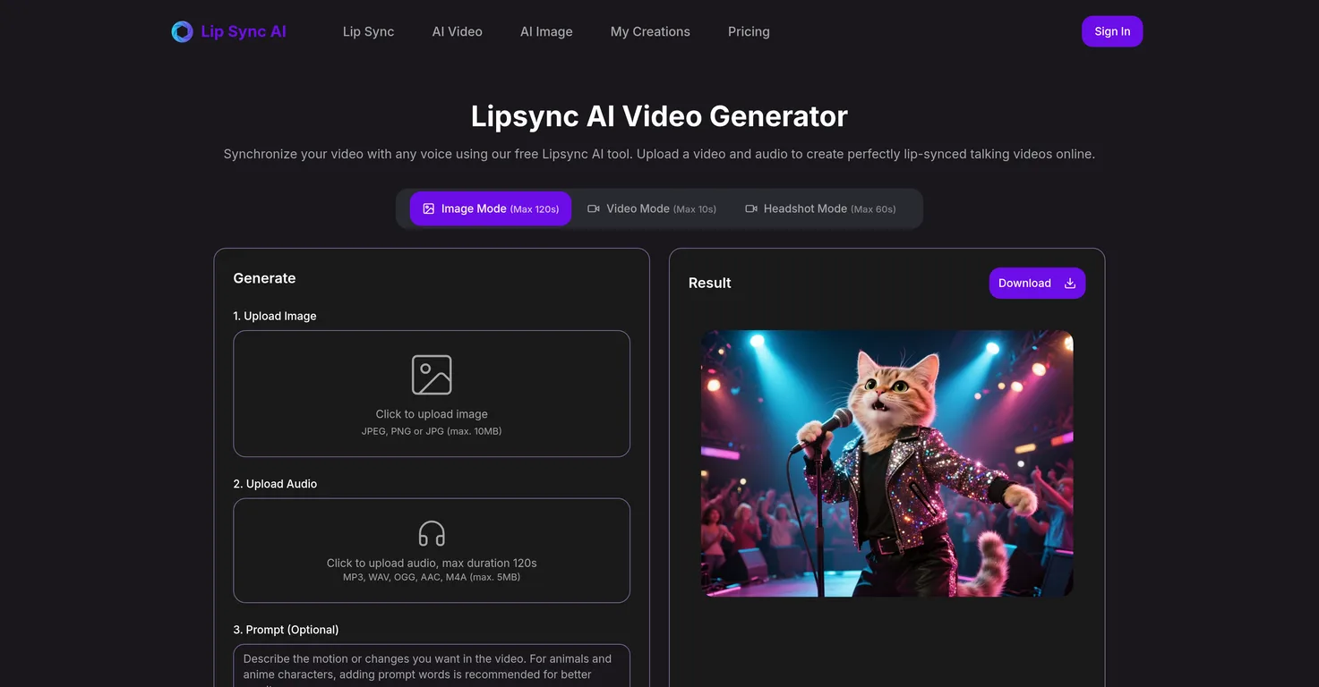 LipsyncAI.net screenshot