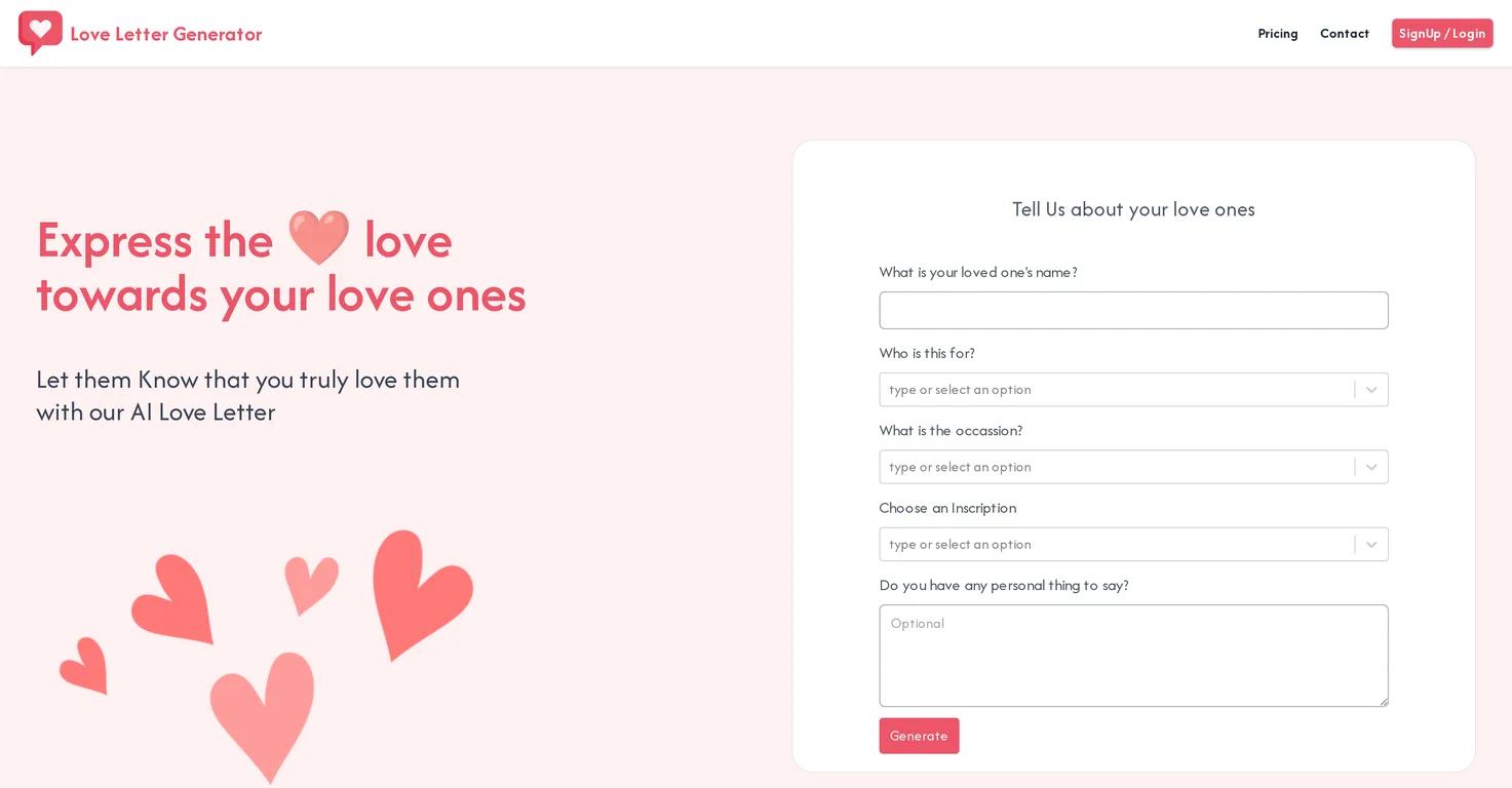 Love Letter Generator screenshot