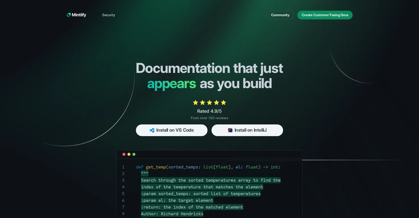 Mintlify screenshot