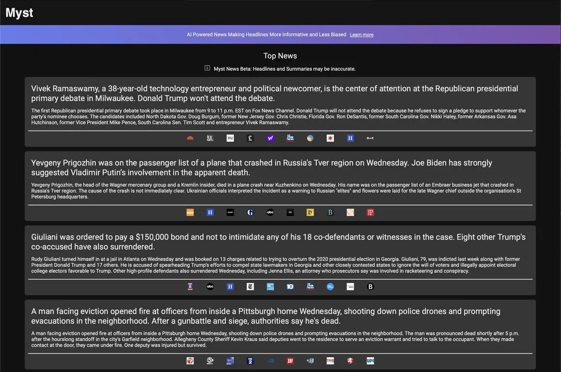 Myst News screenshot