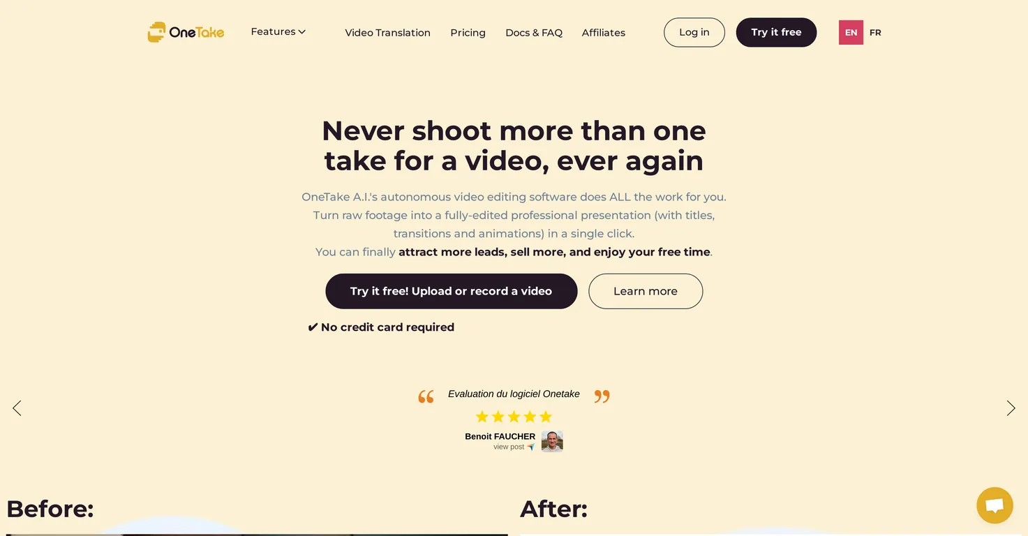 OneTake AI screenshot