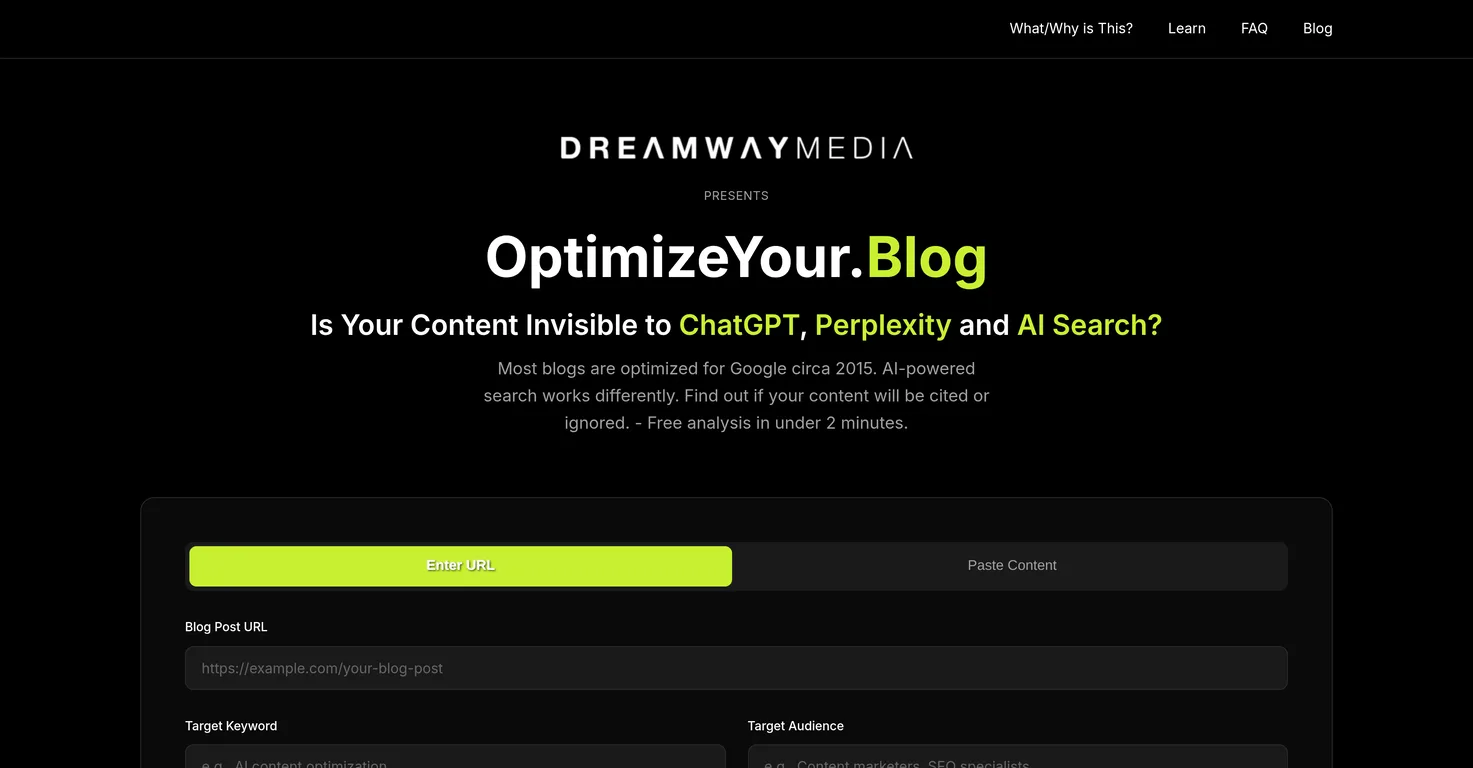 OptimizeYour.Blog Analyzer screenshot