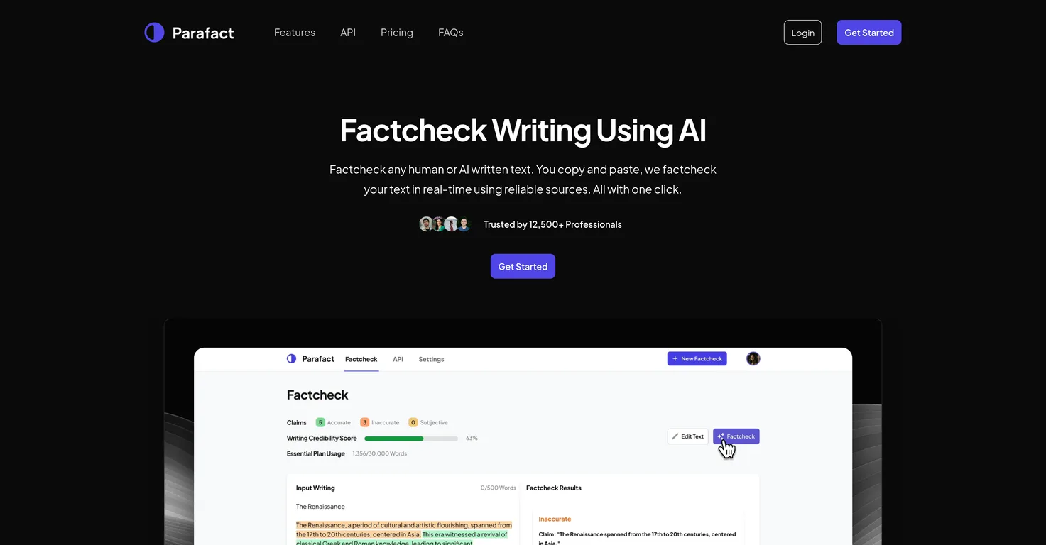 Parafact screenshot