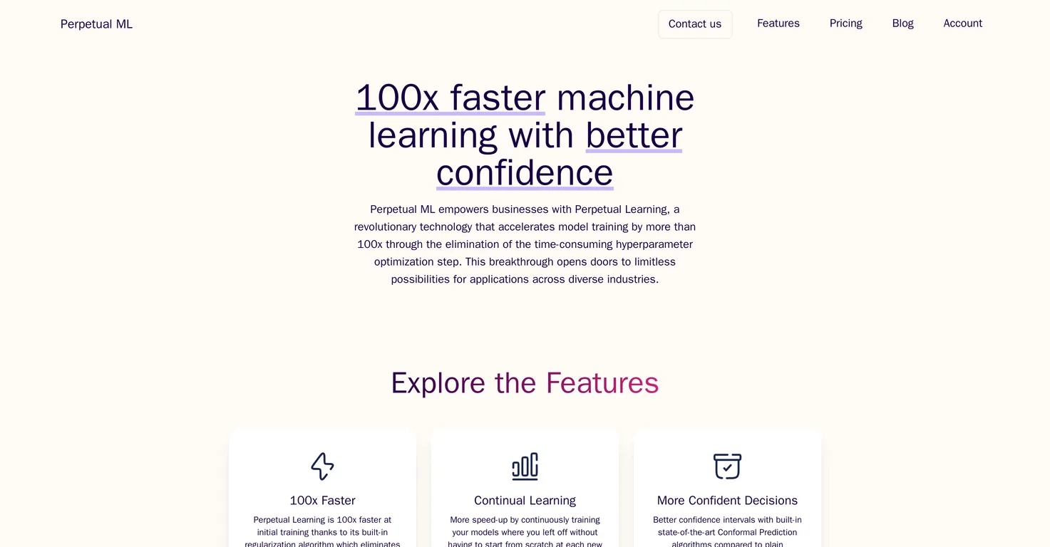 Perpetual ML screenshot