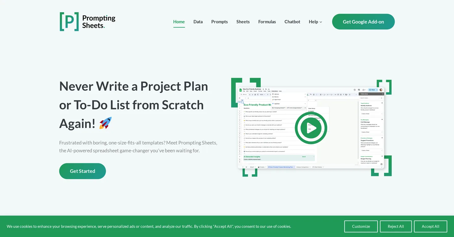 Prompting Sheets screenshot