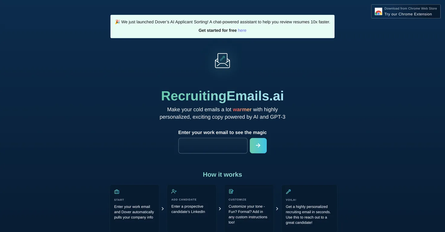 Recruiting Emails AI by Dover screenshot