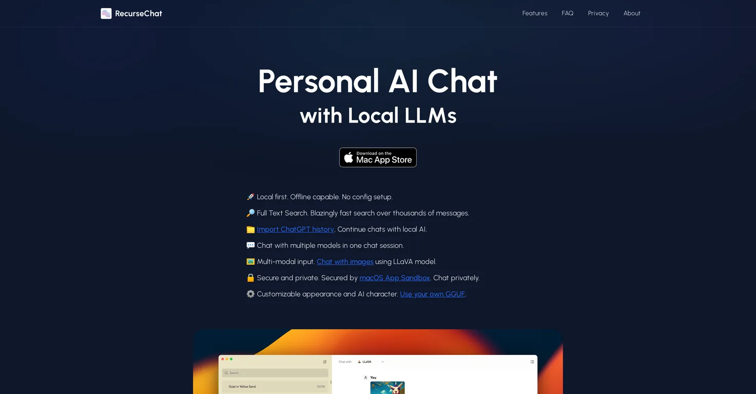 RecurseChat screenshot