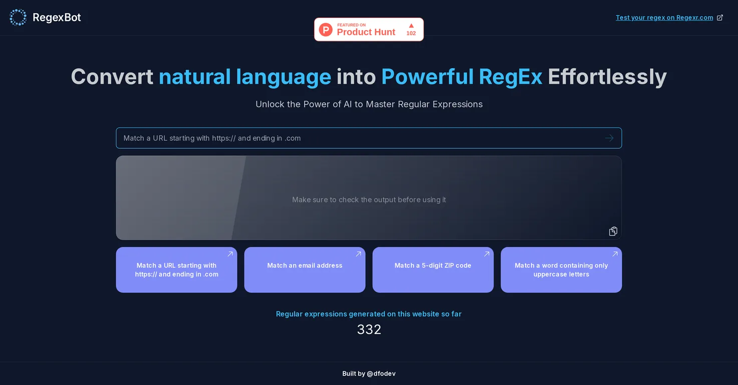 RegexBot screenshot