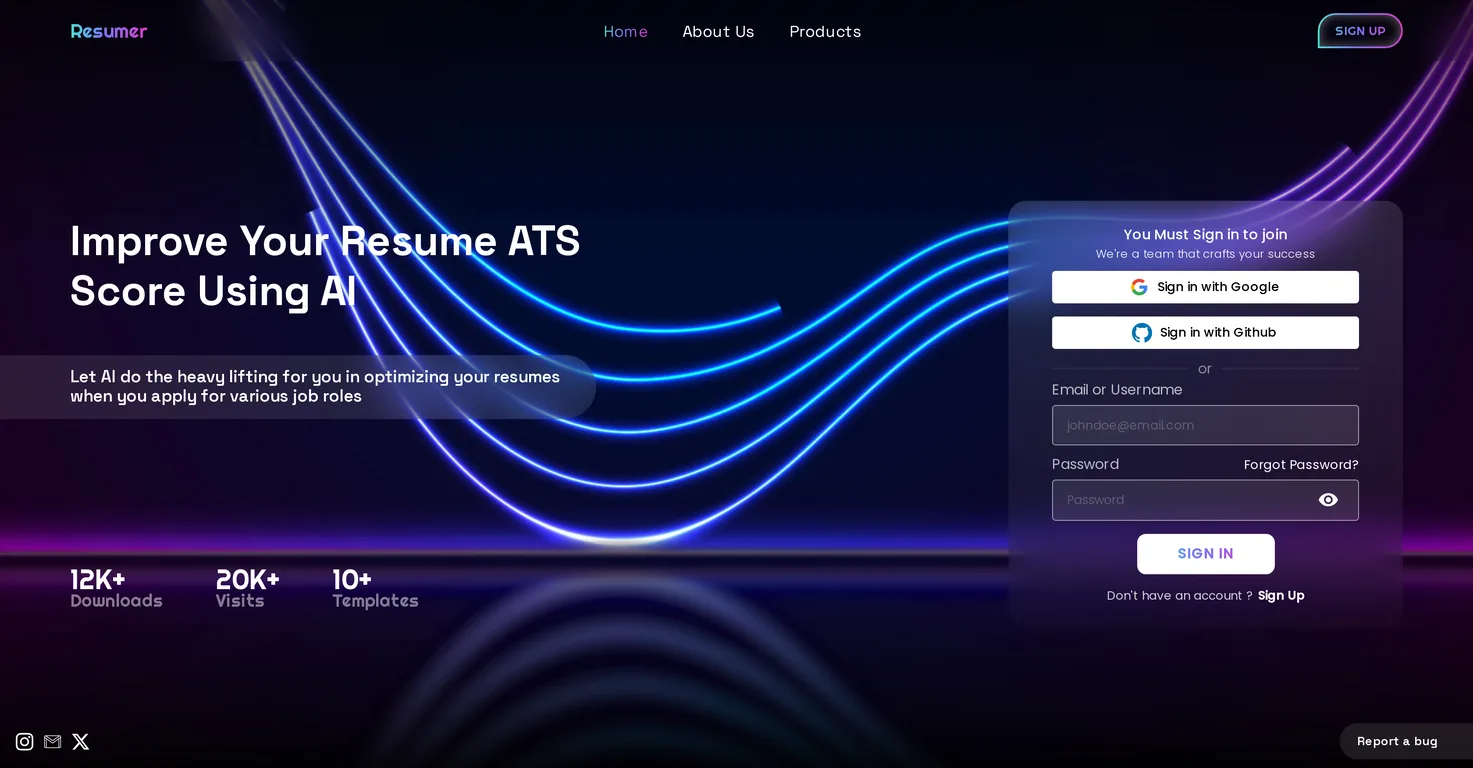Resumer screenshot