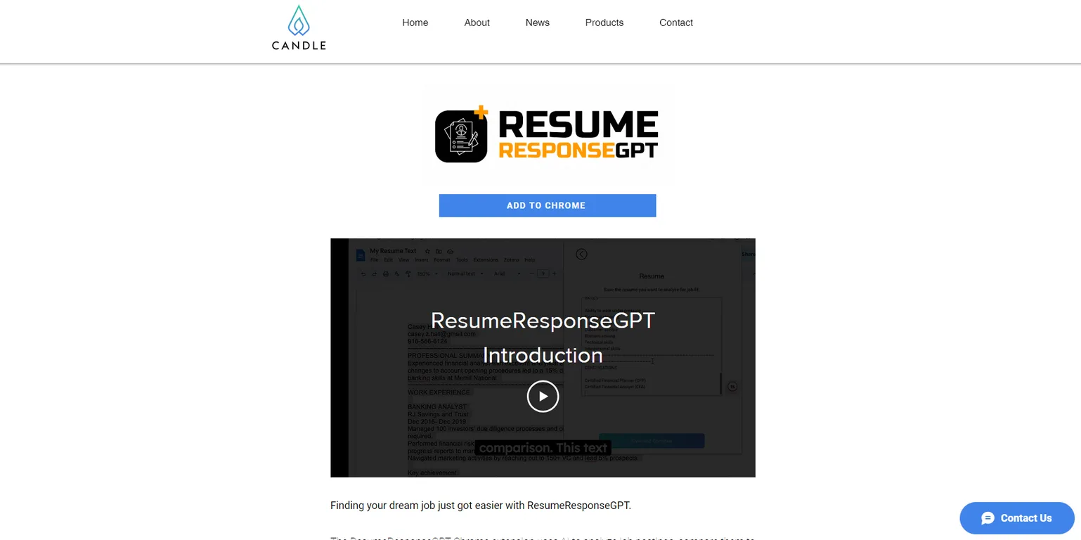 ResumeResponseGPT screenshot