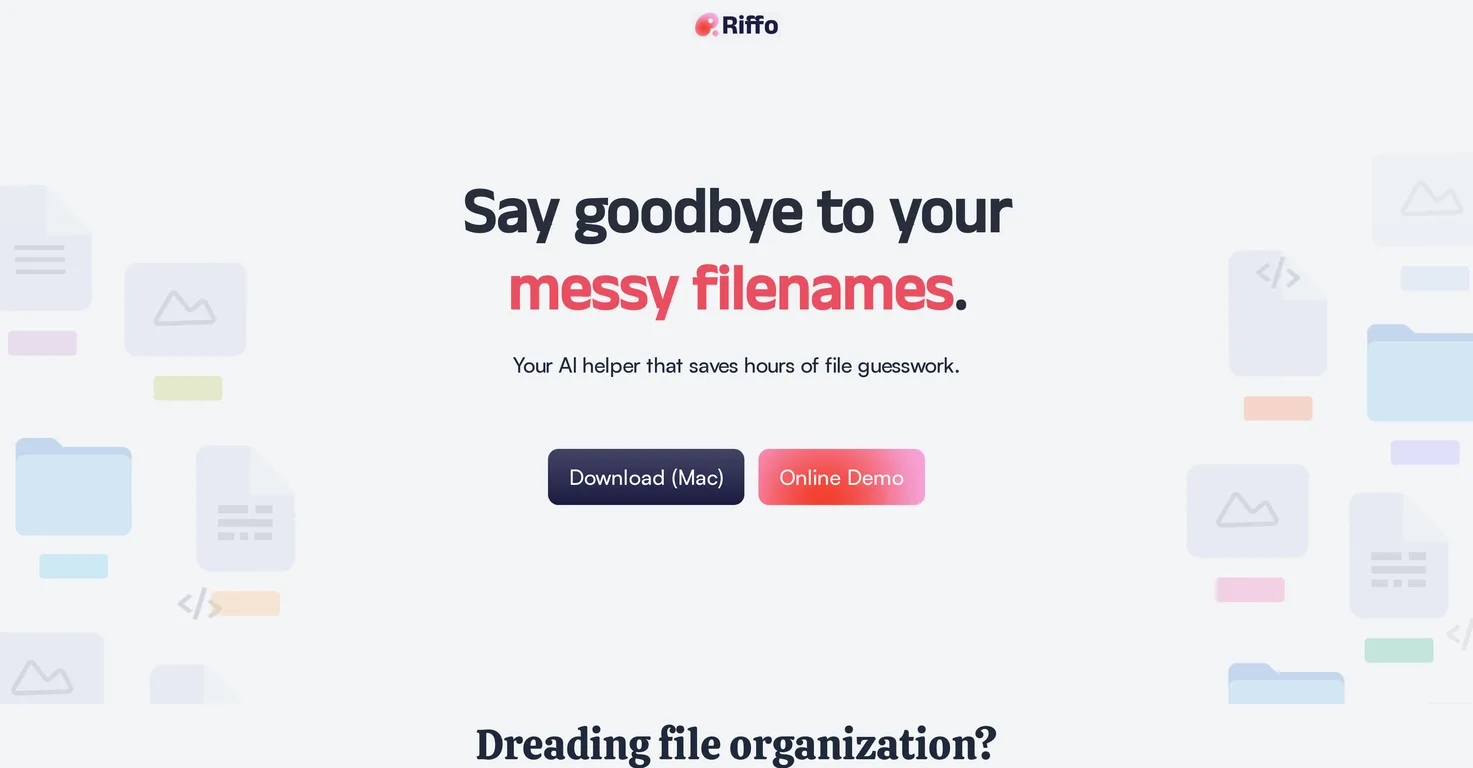 Riffo - AI filename generator screenshot