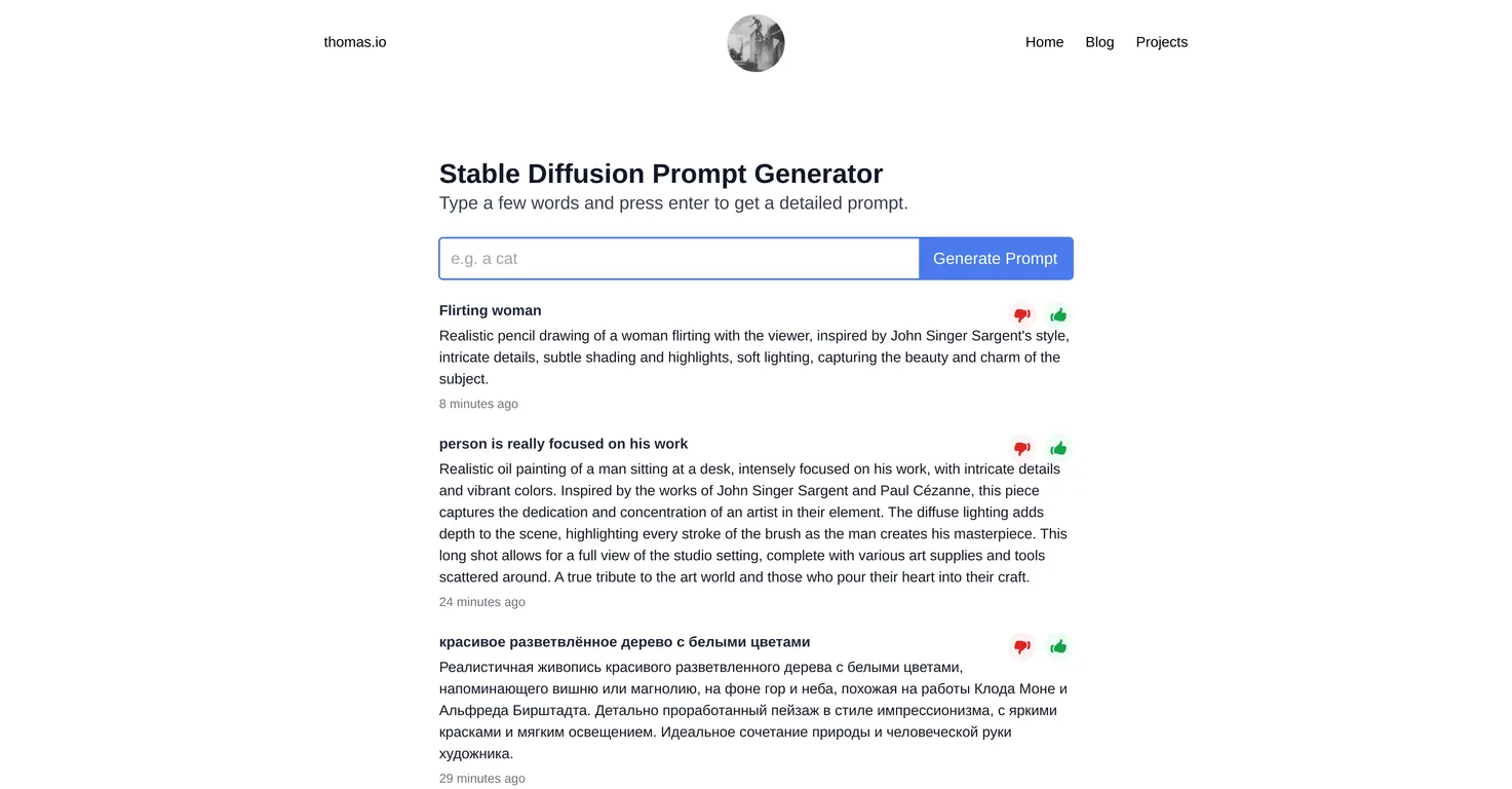 Stable Diffusion Prompt Generator screenshot