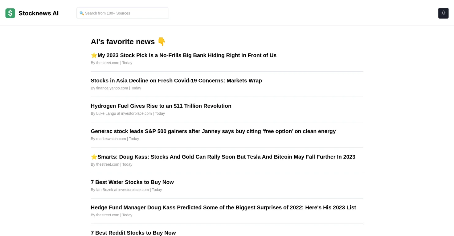 Stocknews AI screenshot