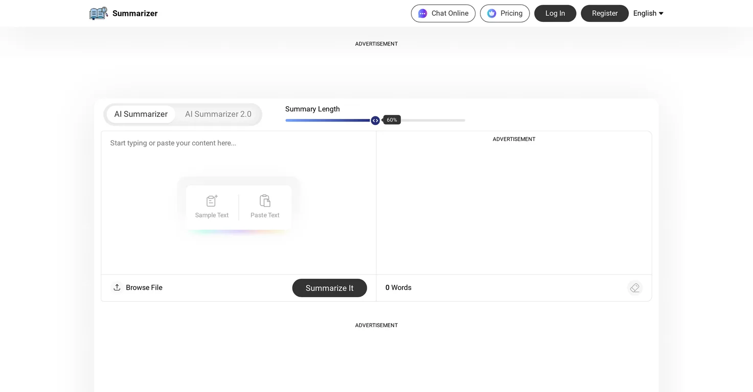 Summarizer.org screenshot