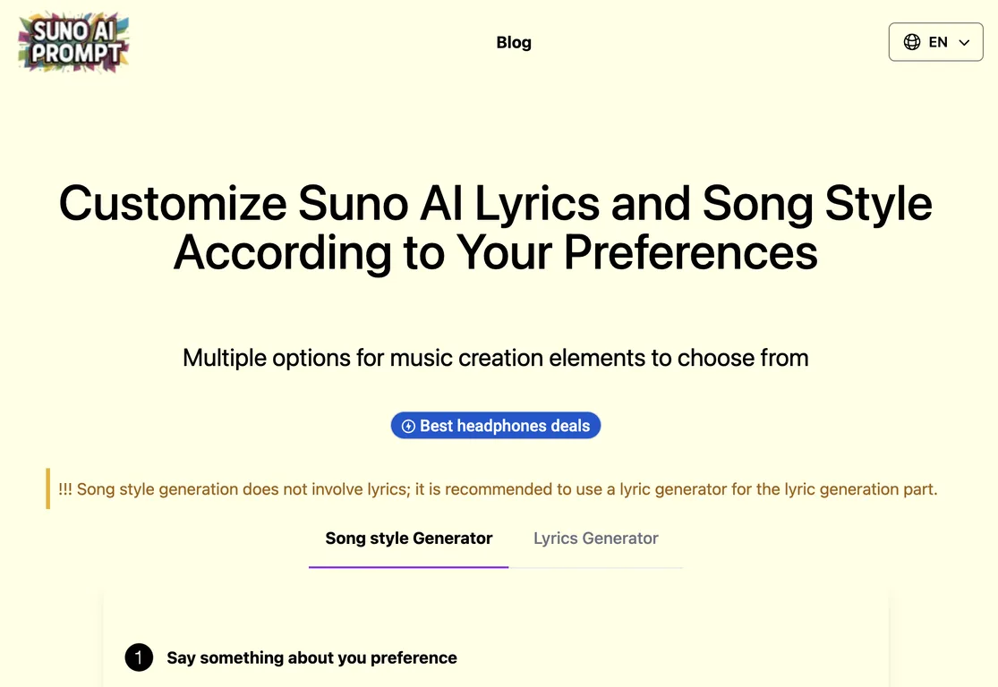 Suno Prompt screenshot