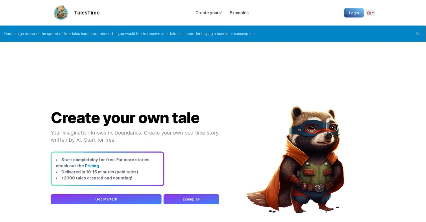 Talestime screenshot