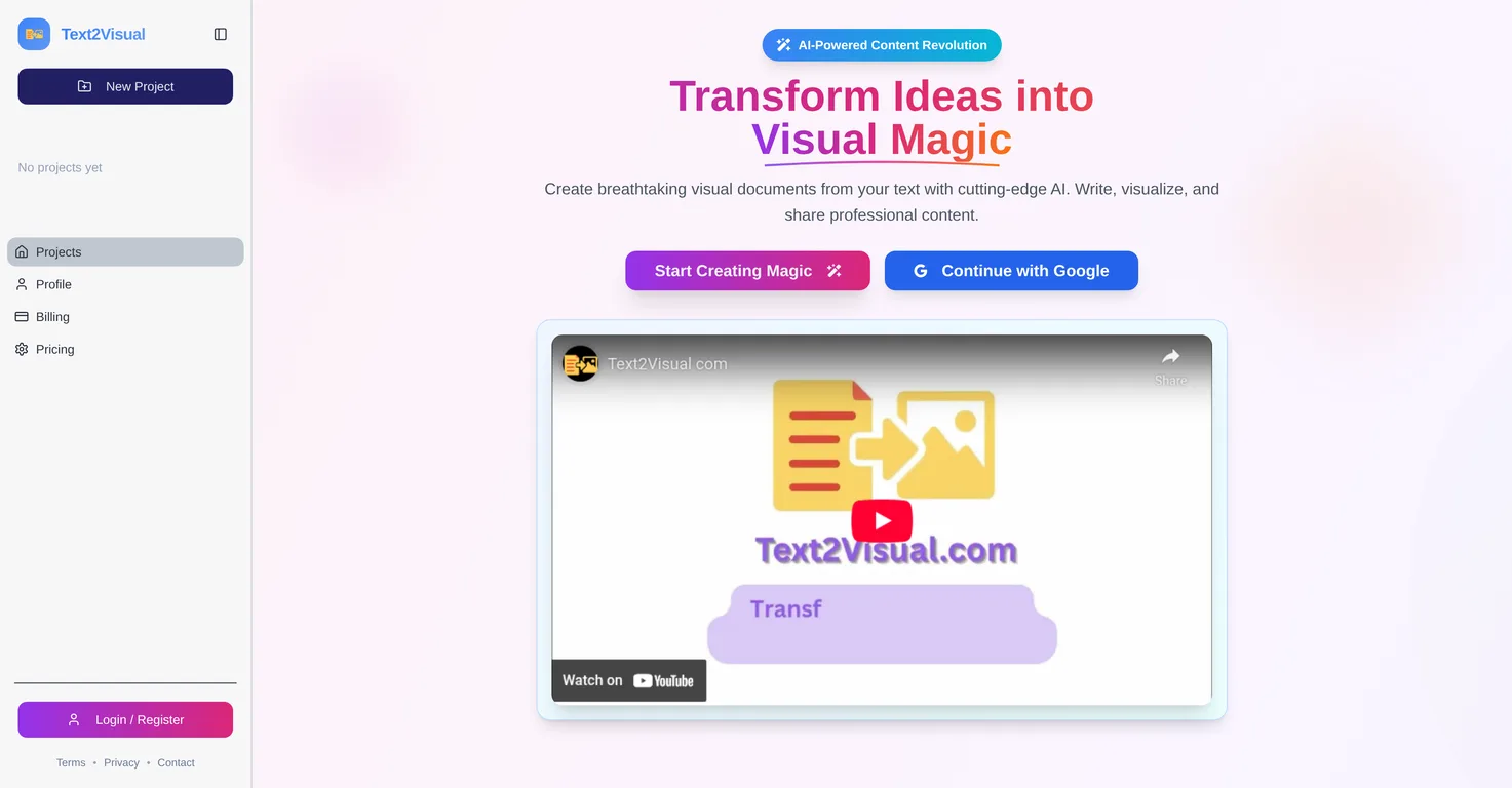 Text2Visual.com screenshot