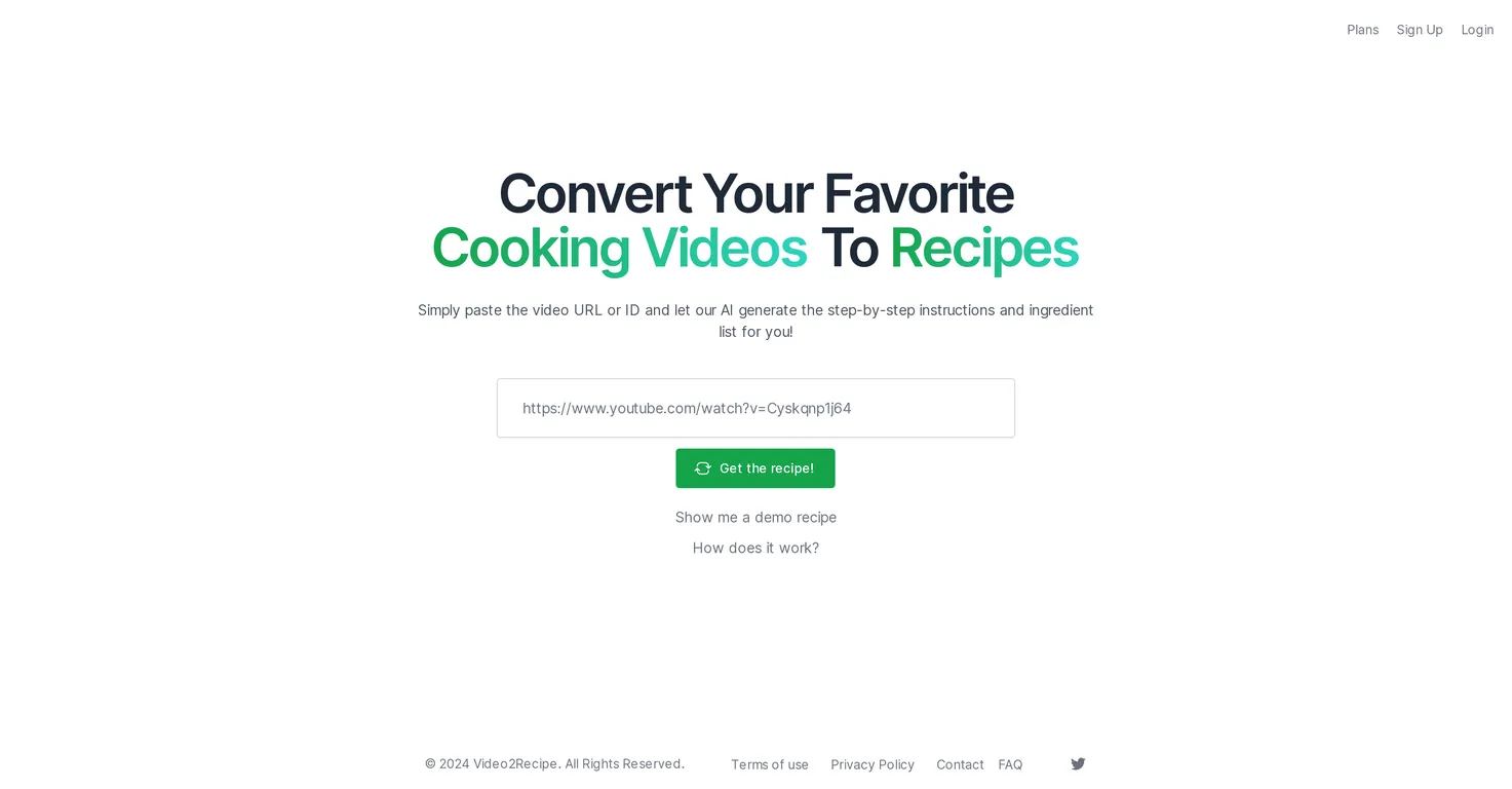 Video2Recipe screenshot