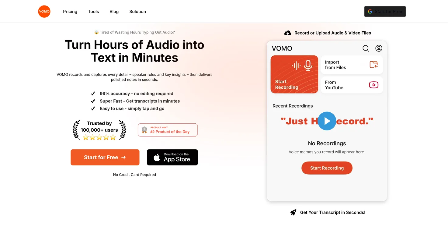 VOMO screenshot